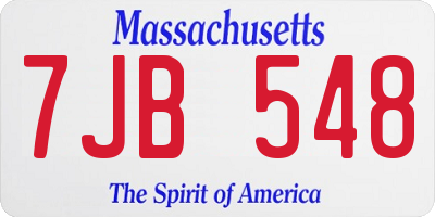 MA license plate 7JB548