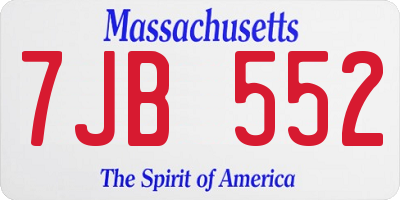 MA license plate 7JB552