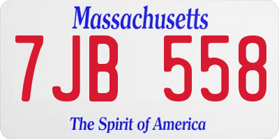 MA license plate 7JB558