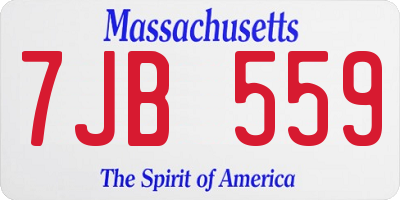 MA license plate 7JB559