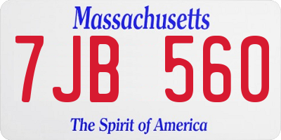 MA license plate 7JB560