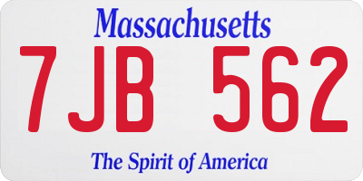 MA license plate 7JB562