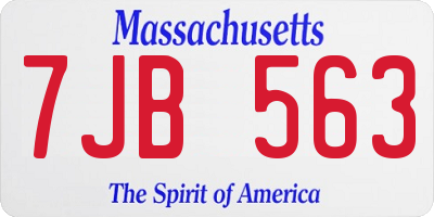 MA license plate 7JB563