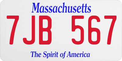MA license plate 7JB567