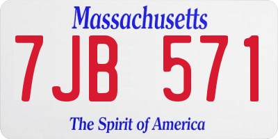MA license plate 7JB571