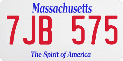 MA license plate 7JB575