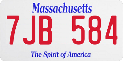 MA license plate 7JB584