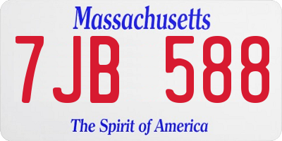 MA license plate 7JB588