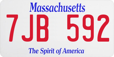 MA license plate 7JB592