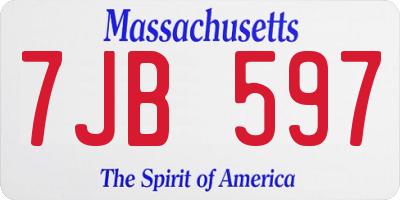 MA license plate 7JB597