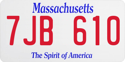 MA license plate 7JB610