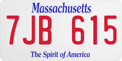 MA license plate 7JB615