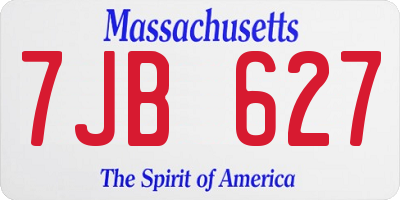 MA license plate 7JB627