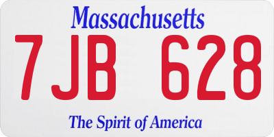 MA license plate 7JB628