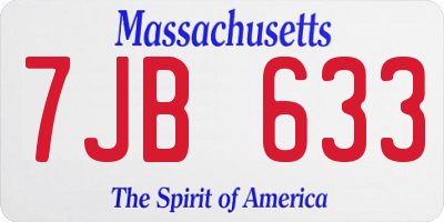MA license plate 7JB633