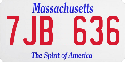 MA license plate 7JB636