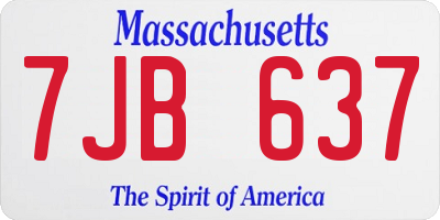 MA license plate 7JB637