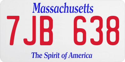 MA license plate 7JB638