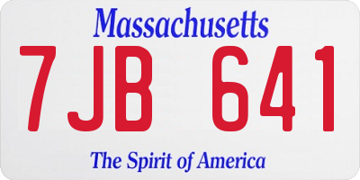 MA license plate 7JB641