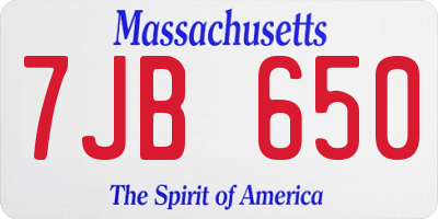 MA license plate 7JB650