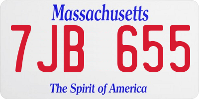 MA license plate 7JB655