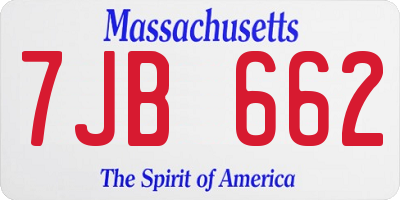 MA license plate 7JB662