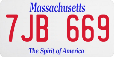 MA license plate 7JB669