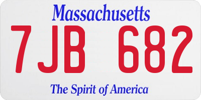 MA license plate 7JB682
