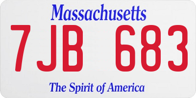 MA license plate 7JB683