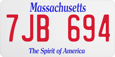 MA license plate 7JB694