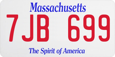 MA license plate 7JB699