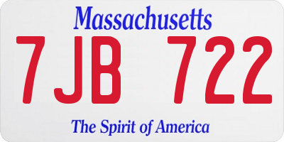 MA license plate 7JB722