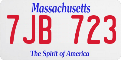 MA license plate 7JB723