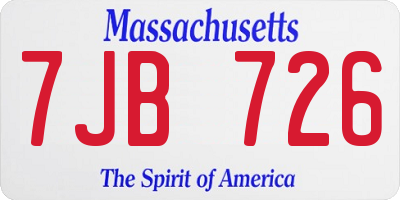 MA license plate 7JB726