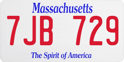 MA license plate 7JB729