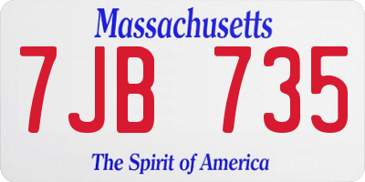 MA license plate 7JB735