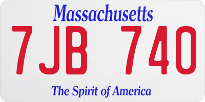 MA license plate 7JB740