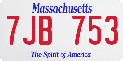 MA license plate 7JB753