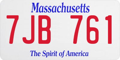MA license plate 7JB761