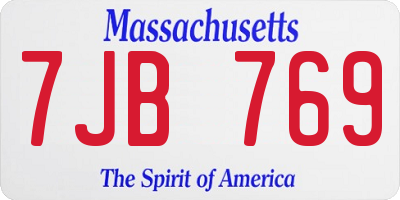 MA license plate 7JB769