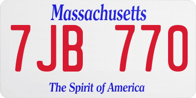 MA license plate 7JB770