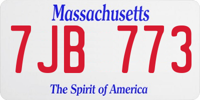 MA license plate 7JB773