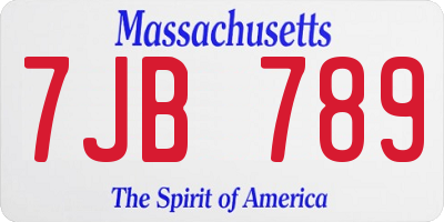 MA license plate 7JB789