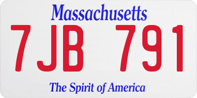 MA license plate 7JB791