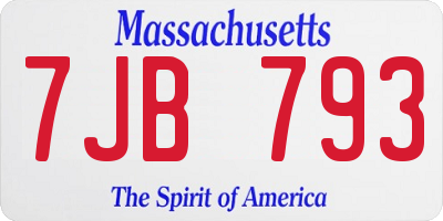 MA license plate 7JB793