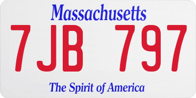 MA license plate 7JB797
