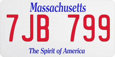 MA license plate 7JB799
