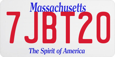 MA license plate 7JBT20