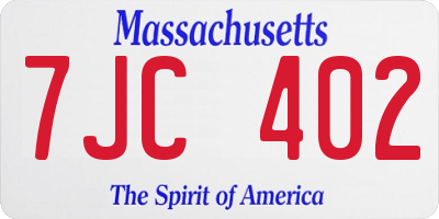 MA license plate 7JC402