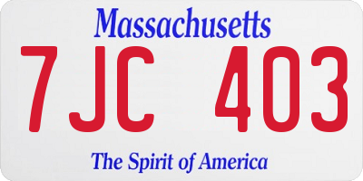 MA license plate 7JC403